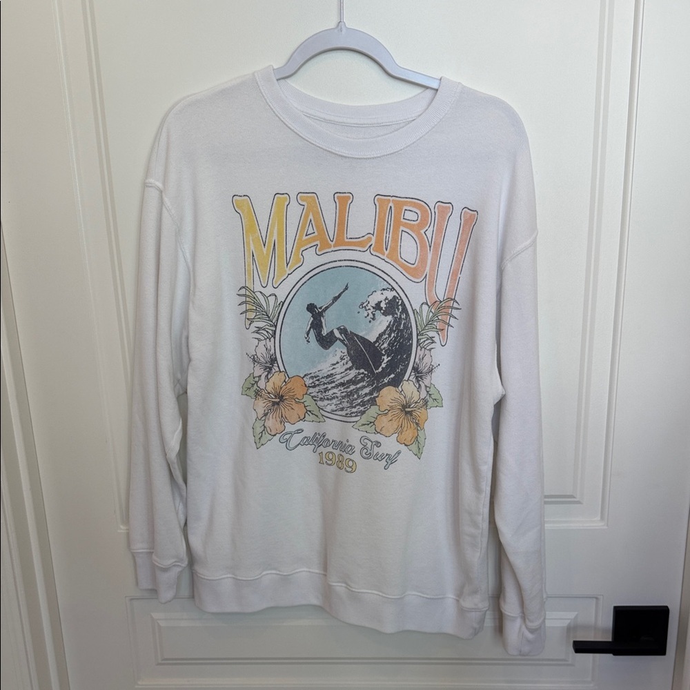 Hollister White Malibu Graphic Sweatshirt